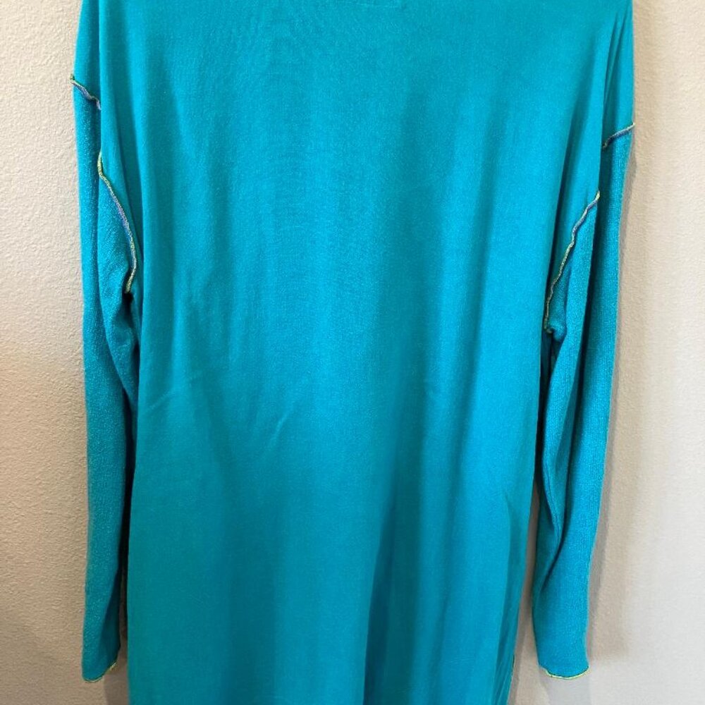 Turquoise Button-Front Tunic Top - Picture 6 of 6